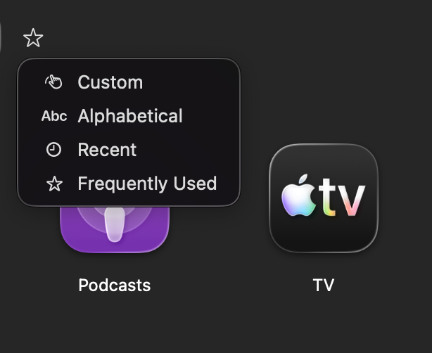 Retro Launch sorting options